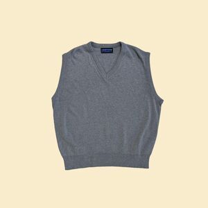 Vintage 80s/90s Jantzen vest, size L grey 1980s v-neck knit sleeveless pullover